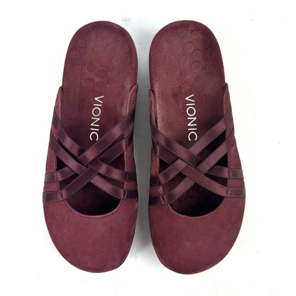 Vionic Claire Shoes 6 Burgundy Maroon Suede Slip On Flats - Picture 3 of 7